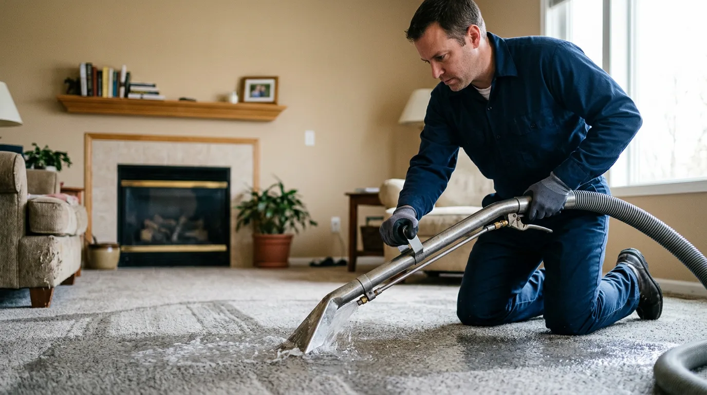 Water damage restoration technician working near Fults, IL
